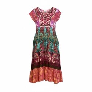 BIla Dress Womens Small Colorful Boho Festival Flowy